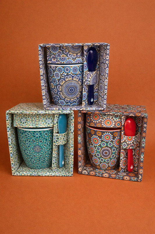Tasse café ou thé en céramique – Motifs Zellige marocain